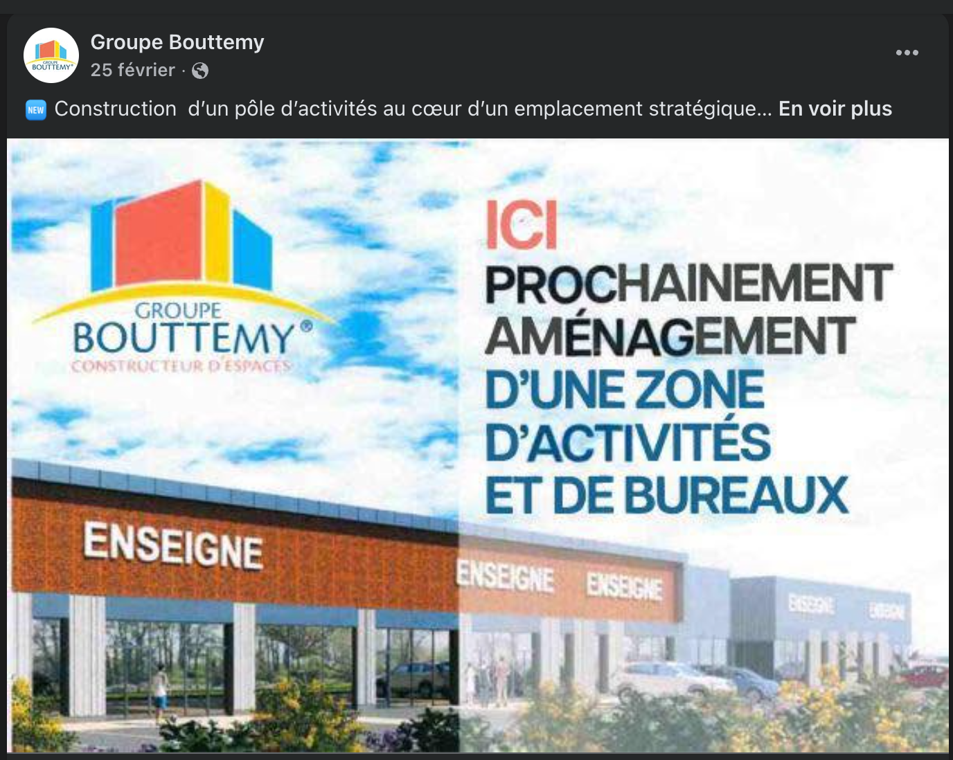 Publication Facebook présentant un plateau de bureau rénové à Monchy-le-Preux